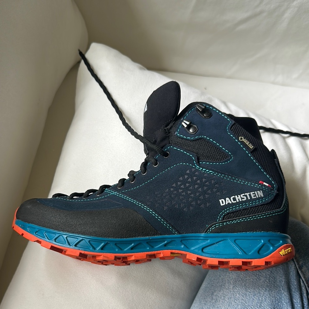 Black and Blue Hiking Shoes with Breathable Mesh and Traction Outsole